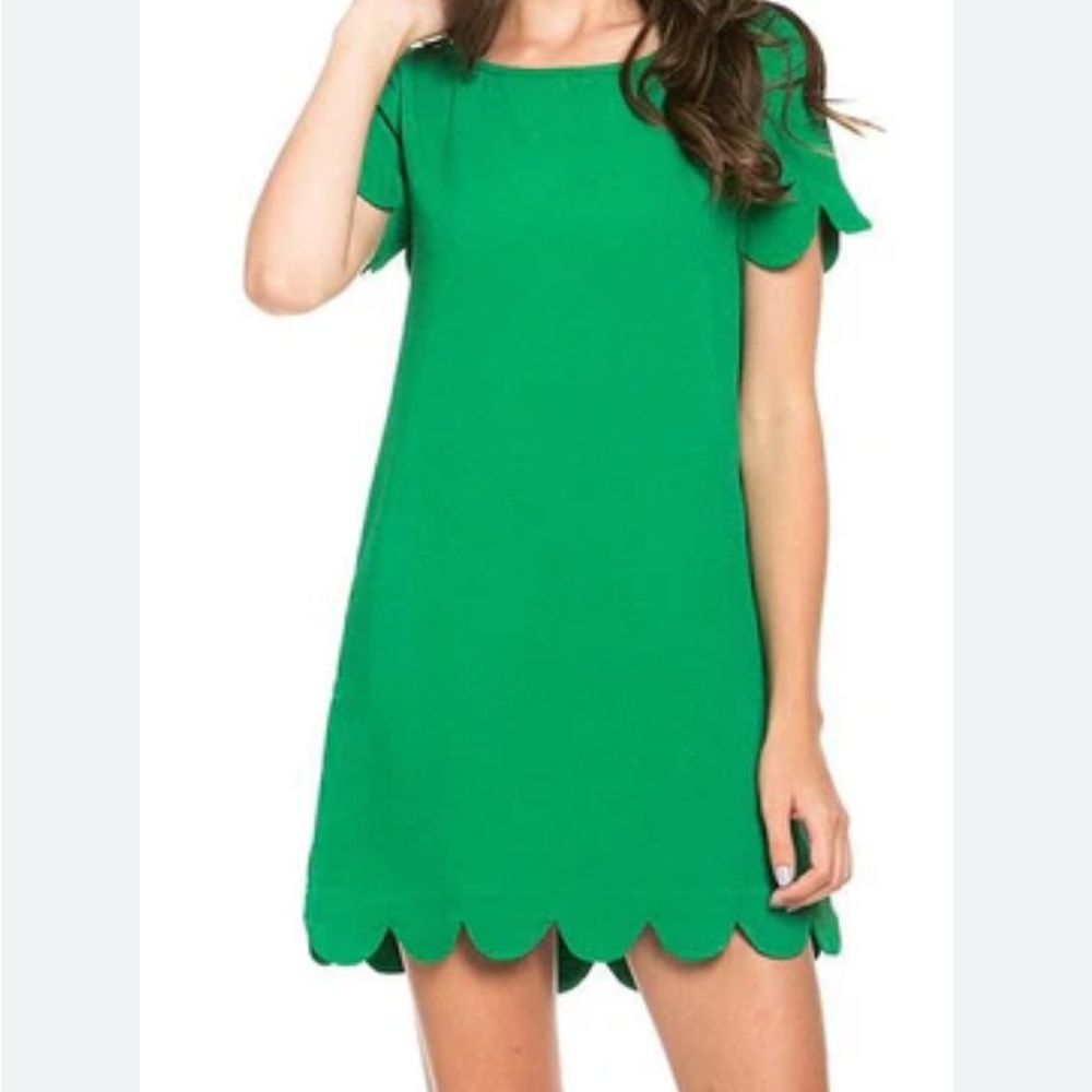 Mittoshop Green Flutter Sleeve Shift Dress
